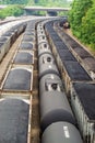 Rail Yard with Coal Hopper and Tank Railcars